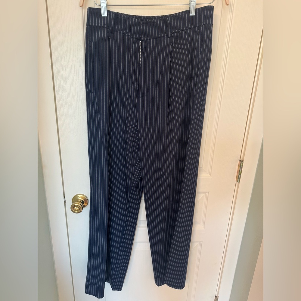 Everlane Women’s Blue Pinstripe Wide Leg Trousers 10S